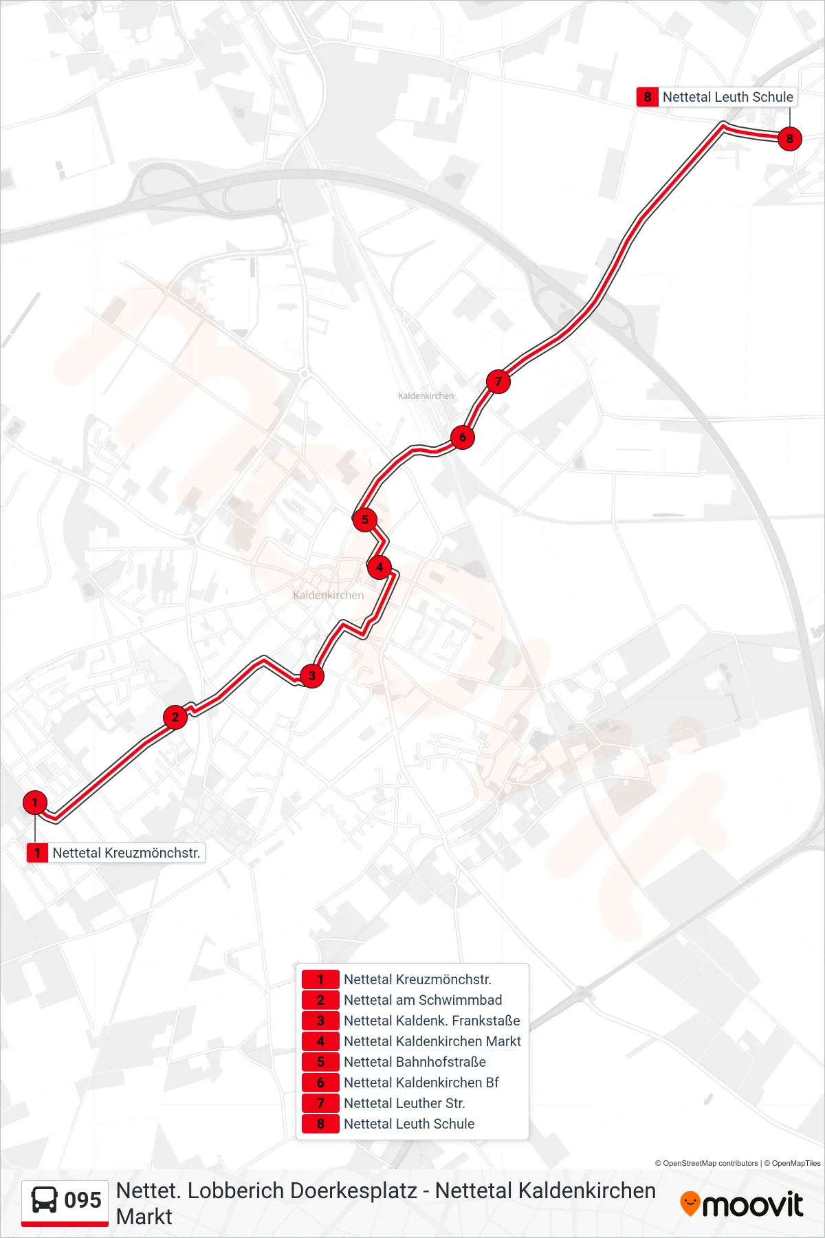 Linie 095 (Bus) Richtung Nettetal Leuth Schule: Route und Haltestellen auf der Karte