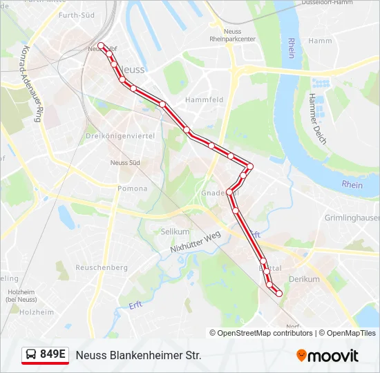 849E Bus Line Map
