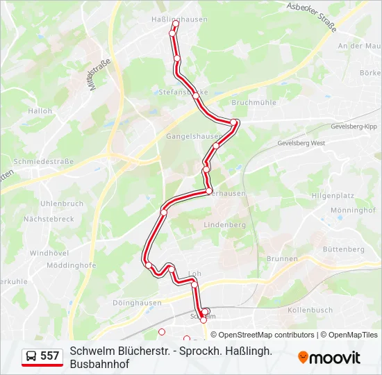 557 Bus Line Map