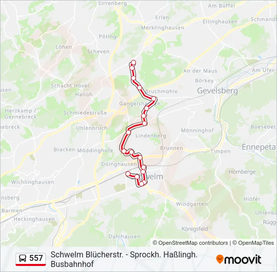 557 Bus Line Map