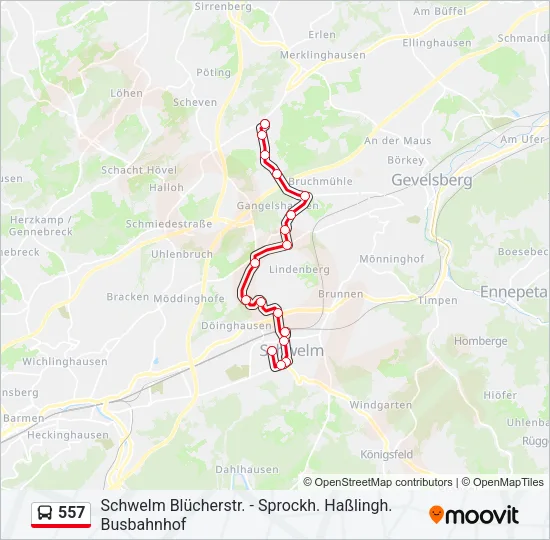 557 Bus Line Map