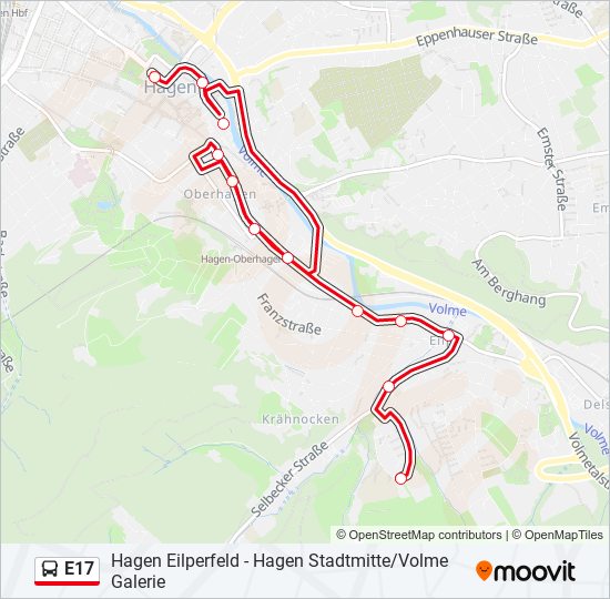 E17 bus Line Map