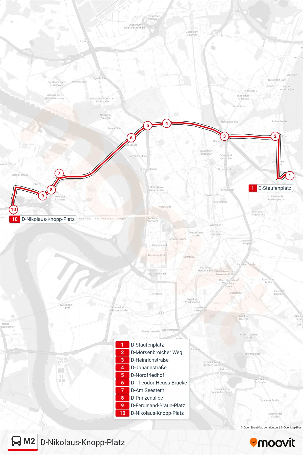 Linie M2 (Bus) Richtung D-Nikolaus-Knopp-Platz: Route und Haltestellen auf der Karte