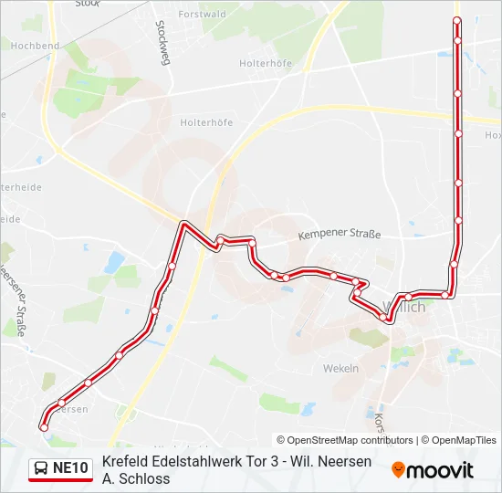 NE10 Bus Line Map