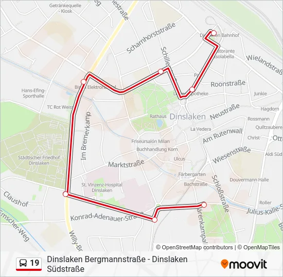 Автобус 19: карта маршрута