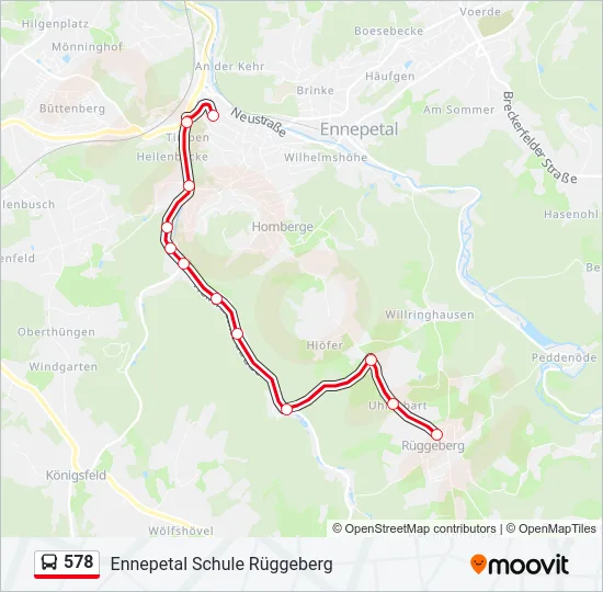 578 Bus Line Map