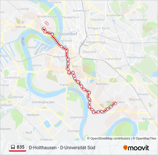 835 Bus Line Map
