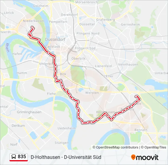 835 Bus Line Map