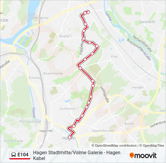 E104 Bus Line Map