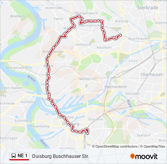 NE 1 bus Line Map