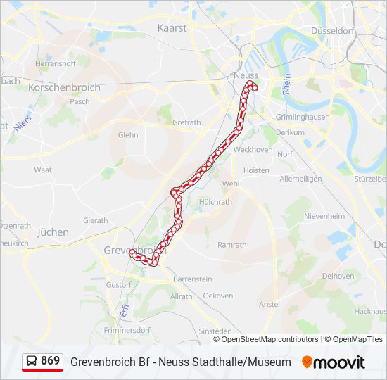 869 bus Line Map