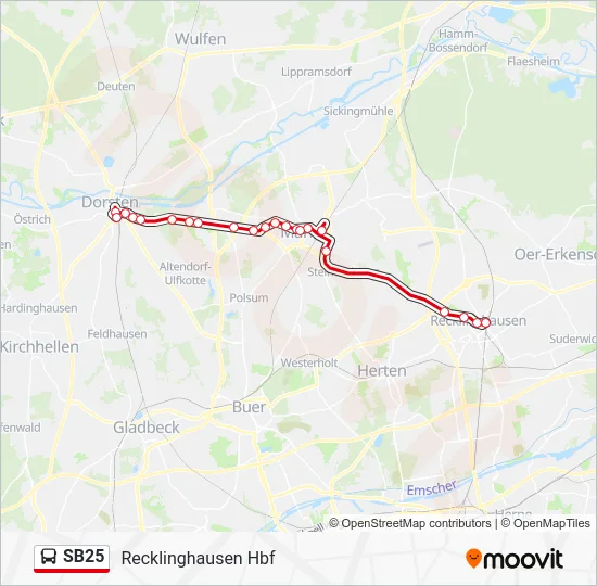 Автобус SB25: карта маршрута