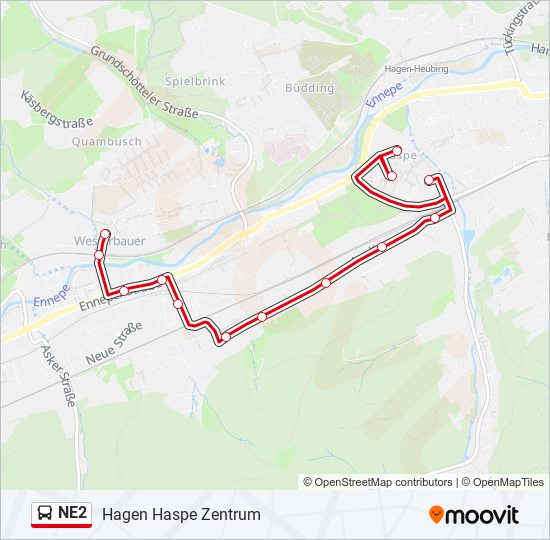 NE2 bus Line Map