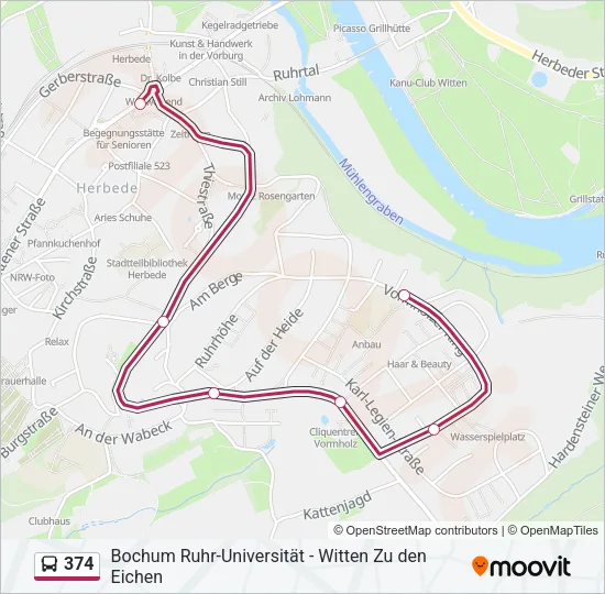 374 Bus Line Map