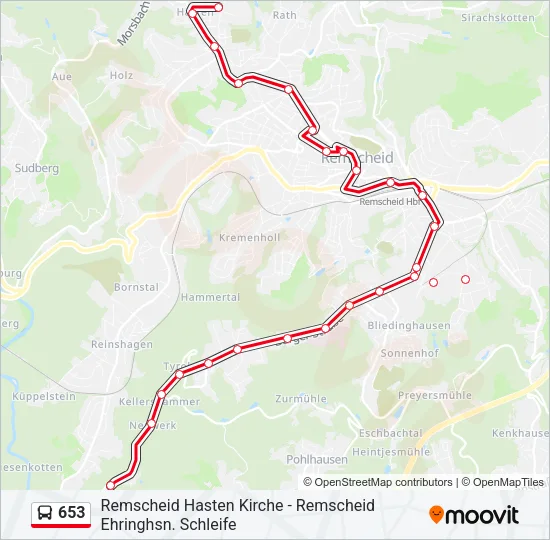 653 Bus Line Map