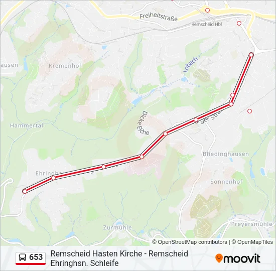 653 Bus Line Map