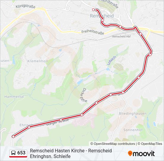 653 Bus Line Map