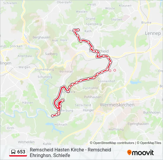653 Bus Line Map