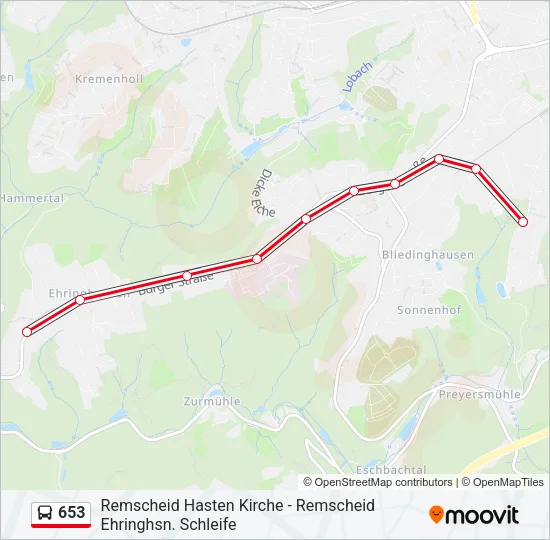 653 Bus Line Map