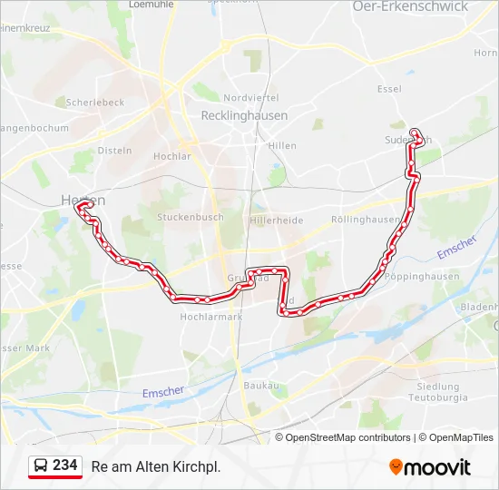 Автобус 234: карта маршрута