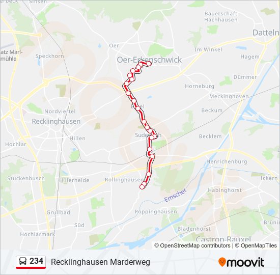 234 bus Line Map