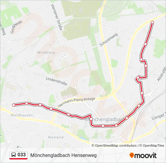 Автобус 033: карта маршрута