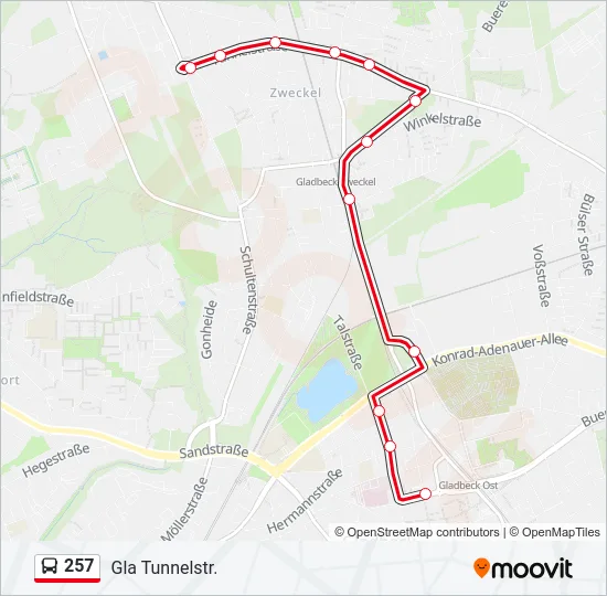 257 Bus Line Map