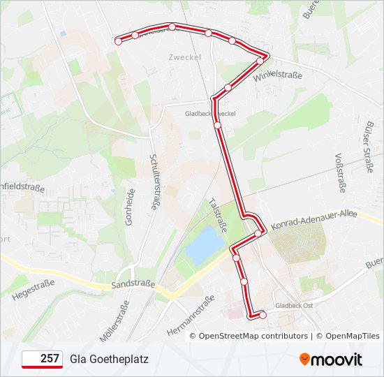 257 bus Line Map