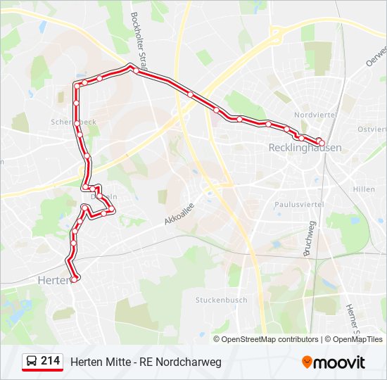 214 bus Line Map