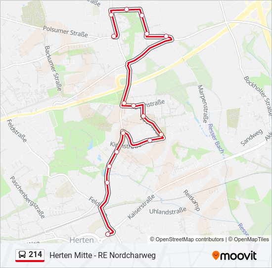 214 bus Line Map