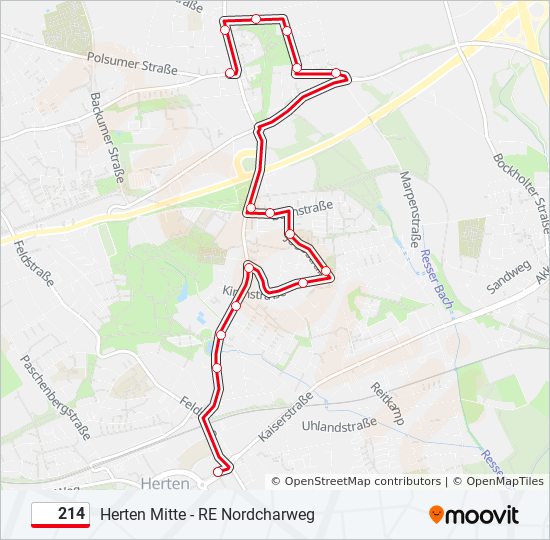 214 bus Line Map