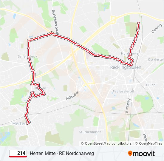 214 bus Line Map