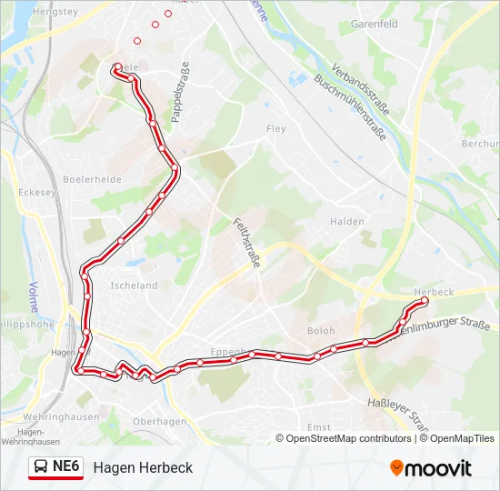 NE6 Bus Line Map