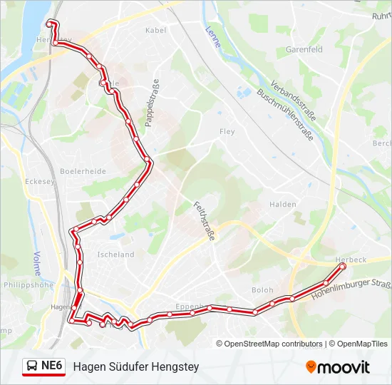 NE6 Bus Line Map