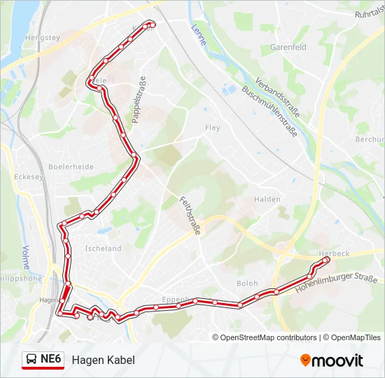 NE6 Bus Line Map