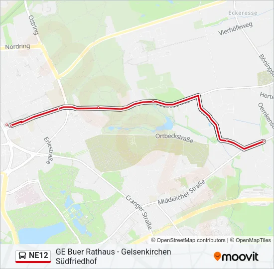 NE12 Bus Line Map