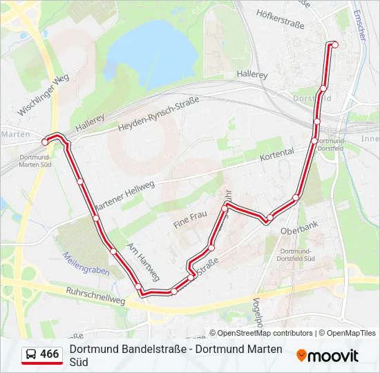 466 Bus Line Map