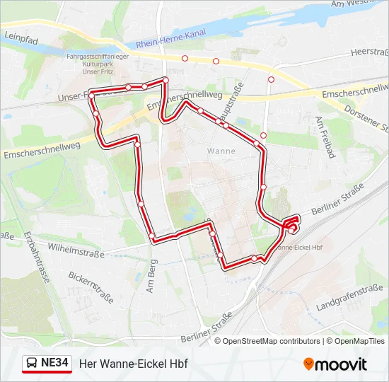 NE34 Bus Line Map