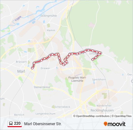 220 bus Line Map