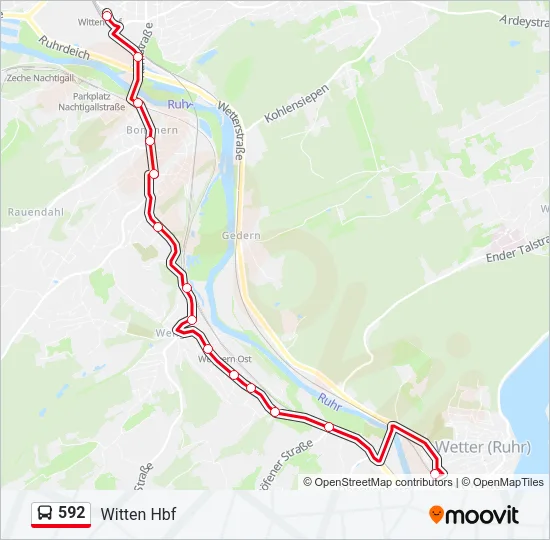 592 Bus Line Map