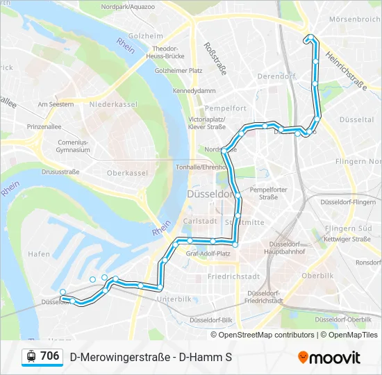 Трамвай 706: карта маршрута