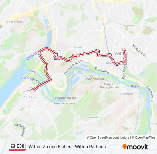E38 Bus Line Map