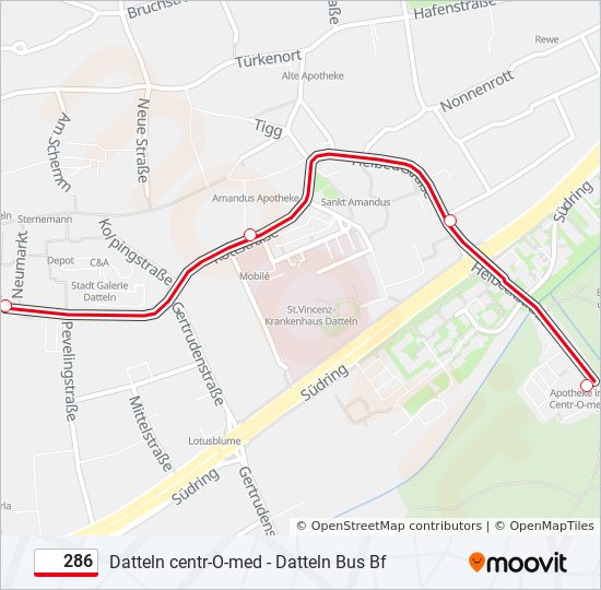 286 bus Line Map