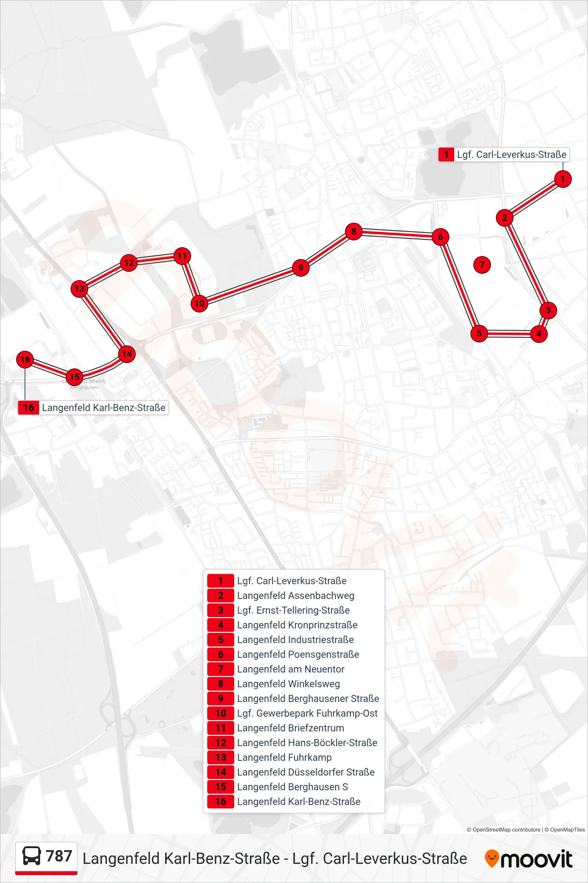 787 bus Line (Langenfeld Karl-Benz-Straße) route and stops on a map