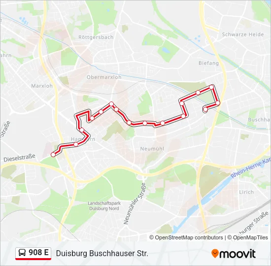 908 E Bus Line Map