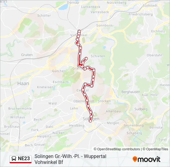 NE23 Bus Line Map