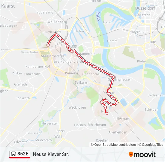 852E Bus Line Map