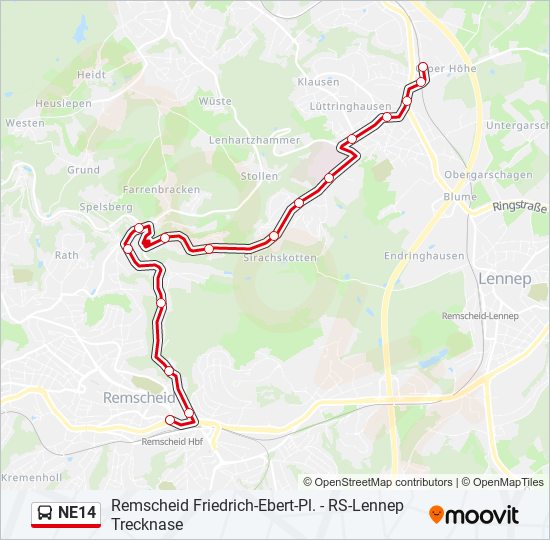 NE14 bus Line Map