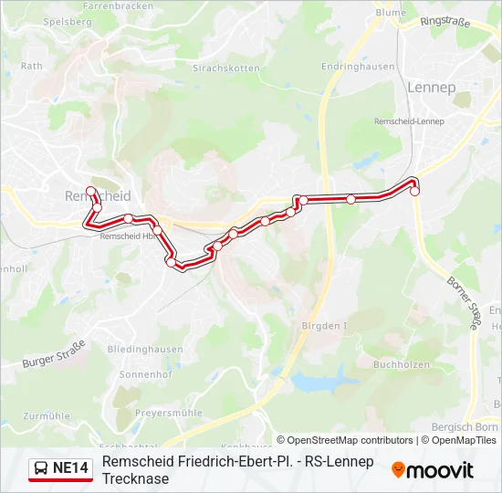 NE14 Bus Line Map