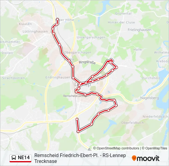 NE14 Bus Line Map
